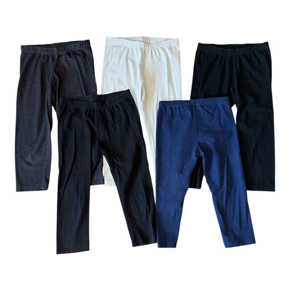 5 Pair Girls Capri Leggings Pants Black White Blue Bundle Lot - Cat & Jack 10/12